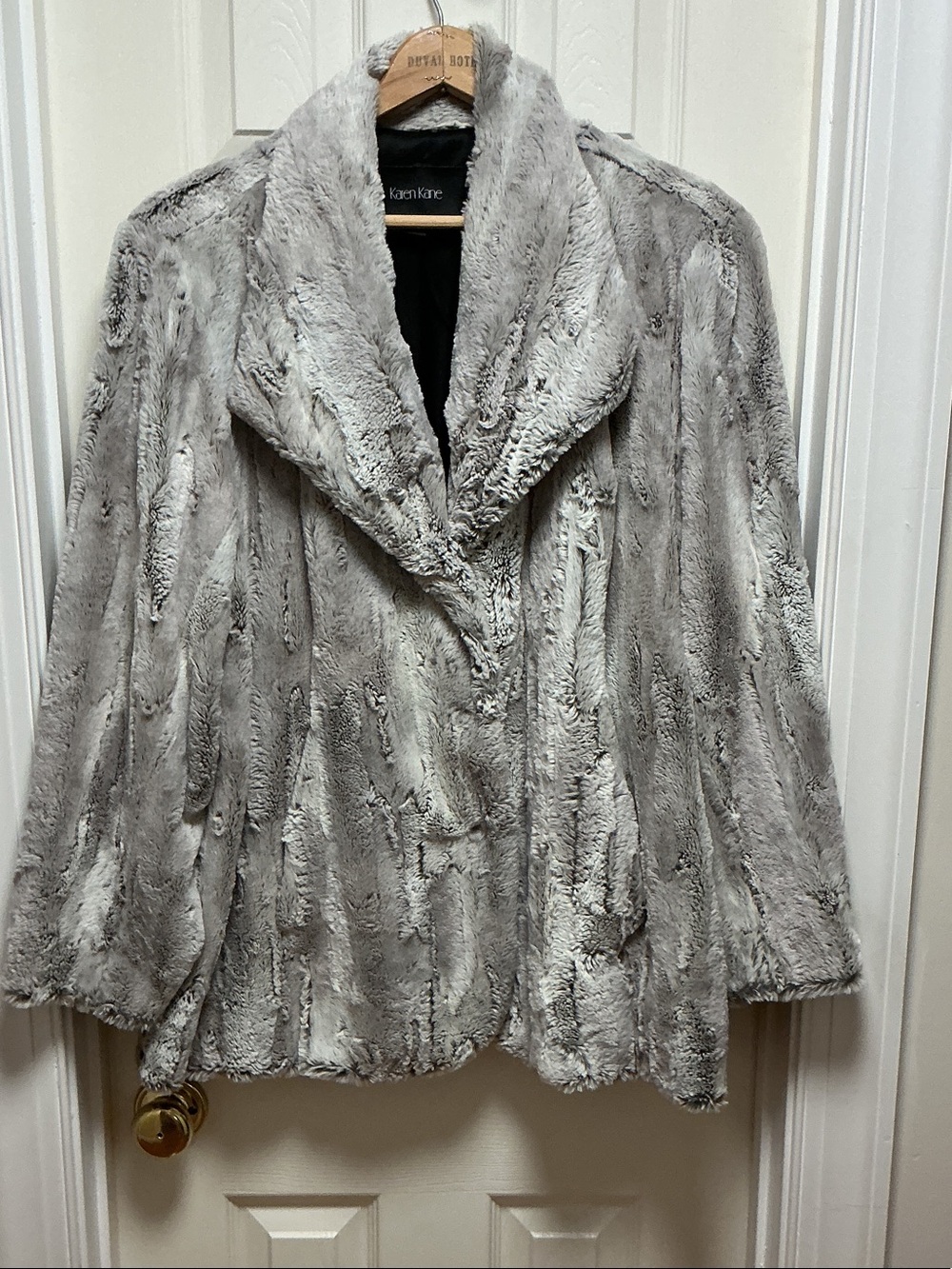 Karen Kane Light Gray Faux Fur Coat